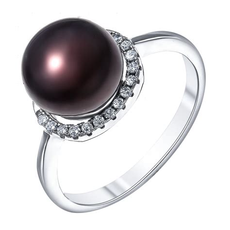 Кольцо с черным жемчугом - 74 фото