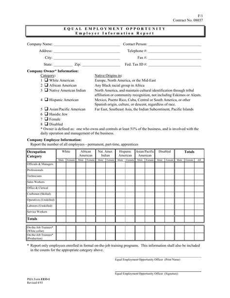 Pha Form Eeo 1 Fill Out Printable PDF Forms Online