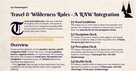 Travel & Wilderness Rules - A RAW Integration. A framework for a more ...