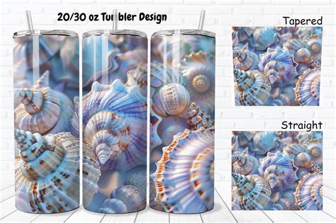 D Seashells Oz Skinny Tumbler Png Graphic By Regulrcrative