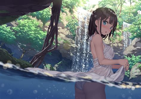 Ass Blackhair Blueeyes Blush Breasts Bubbles Dress Kantoku Nobra Original Panties Seethrough