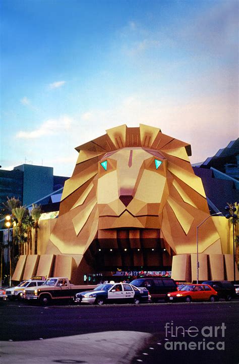 Mgm Grand Hotel Entrance Lion Face Photograph by Wernher Krutein