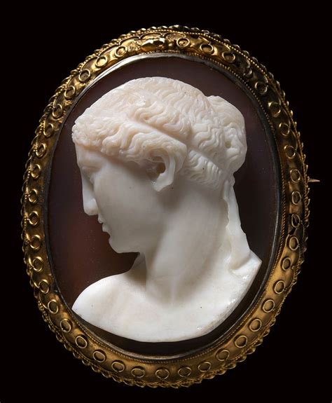 A Two Layered Agate Cameo Mounted On A Gold Brooch Female Bust