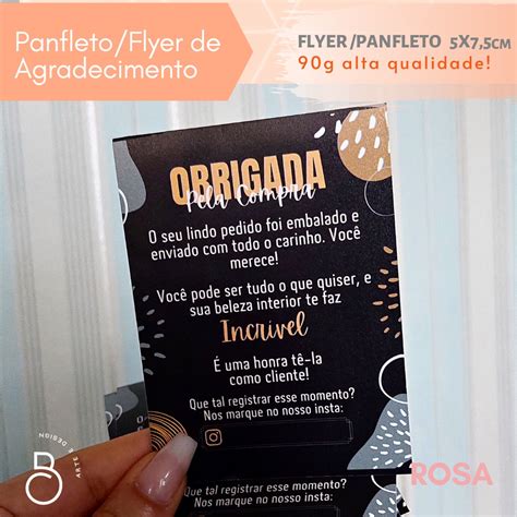 100 Folheto De Agradecimento Obrigada Pela Compra 7 5x10cm Flyer Shopee Brasil