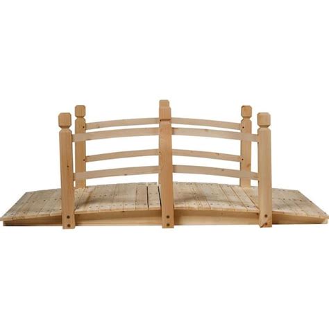 Angeles Home 5 Ft Wooden Garden Bridge Arc Stained Finish Footbridge