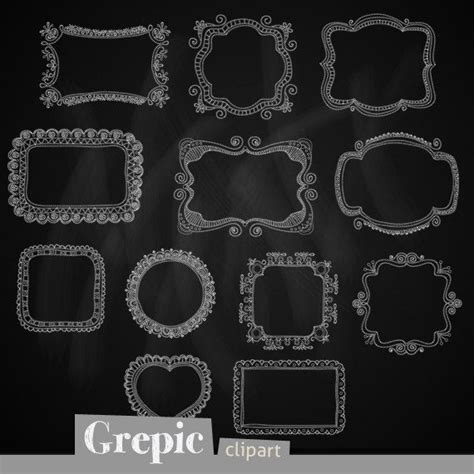 12 Chalkboard Hand Drawn Frames Clipart Pack For Scrapbooking Card Making Invites With