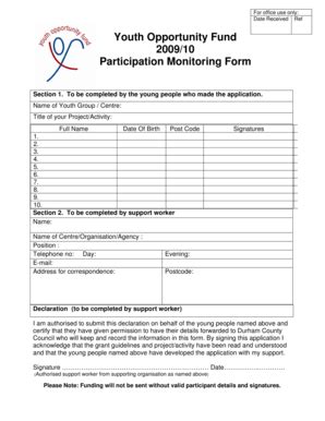 Fillable Online Content Durham Gov Participation Monitoring Form