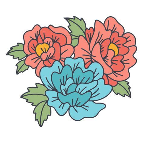 Bouquet Of Pink And Blue Flowers Png And Svg Design For T Shirts