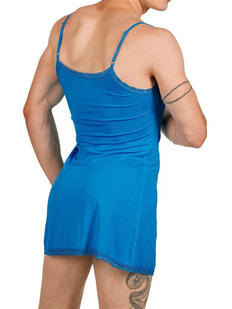 Mens Blue Modal And Lace Nightie Sustainable Lingerie Xdress Xdress Uk