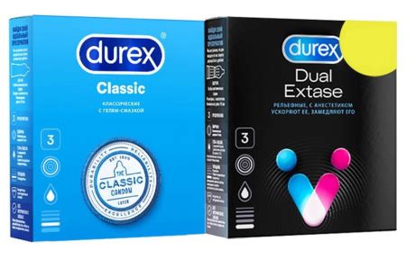 Durex набор, Презервативы Classic 3 шт. + Dual Extase рельеф с ...