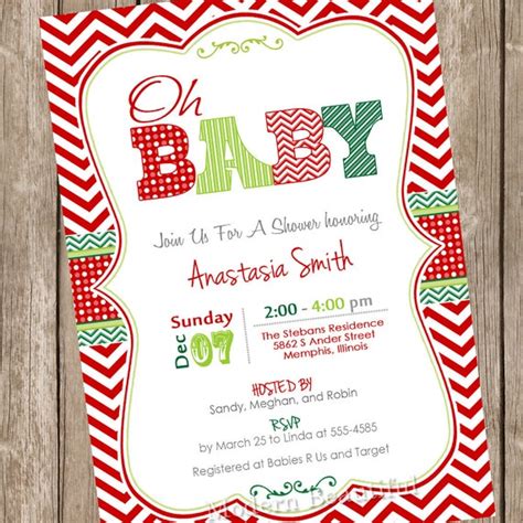 Items Similar To Oh Baby Christmas Baby Shower Invitation Baby Shower