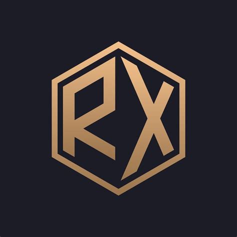 Diseño inicial del logotipo de la elegante letra hexagonal rx plantilla