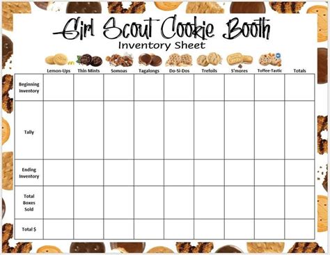 2020 Lbb Cookie Booth Inventory Cookie Booth Team Tracker Printable