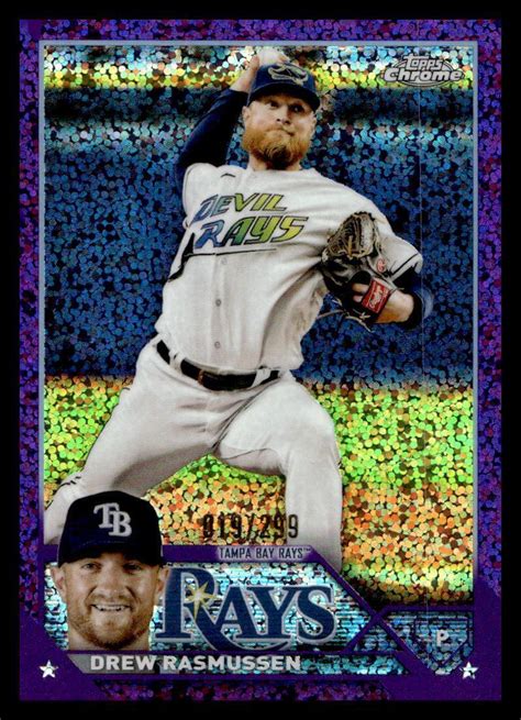 2023 Topps Chrome Drew Rasmussen 210 Purple Speckle Refractor 299