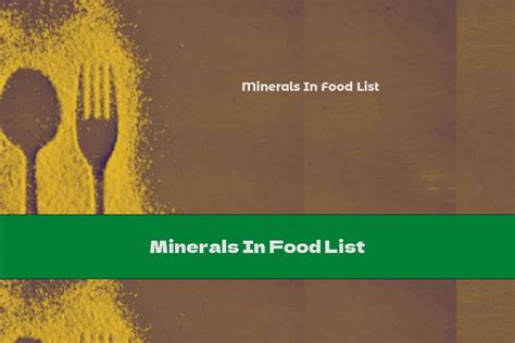 Minerals In Food List - This Nutrition