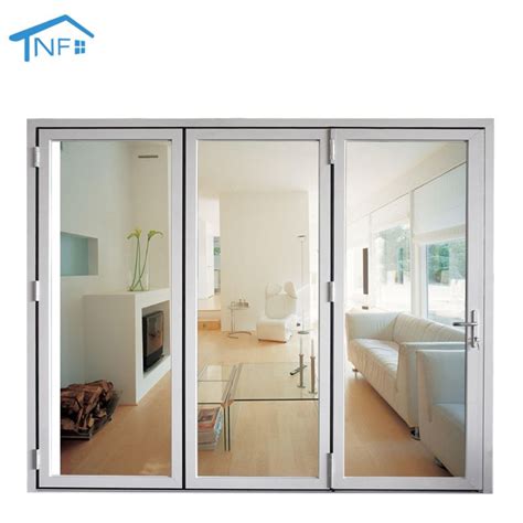 NFRC Patio Garden Exterior Aluminum Double Glass Folding Screen Door