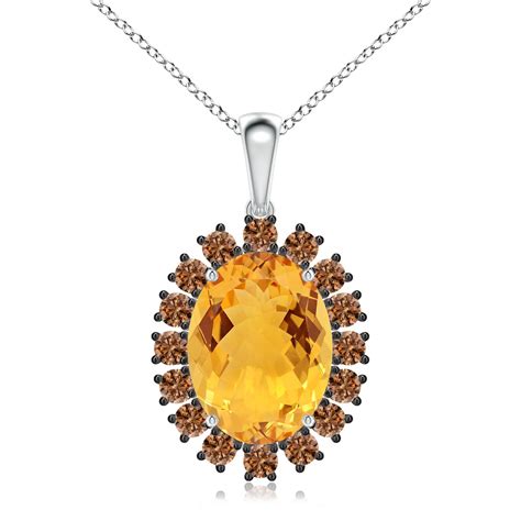 Classic Gia Certified Oval Citrine Halo Pendant