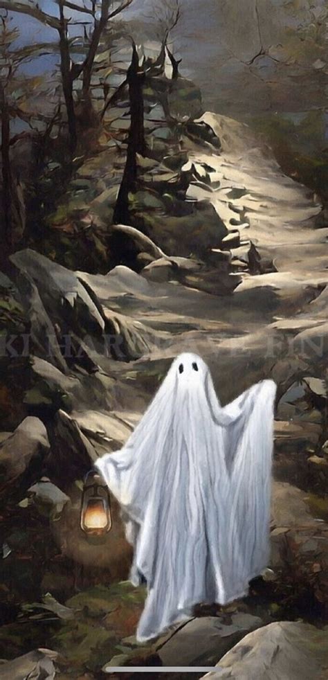 A Painting Of A Ghost Walking Down A Path