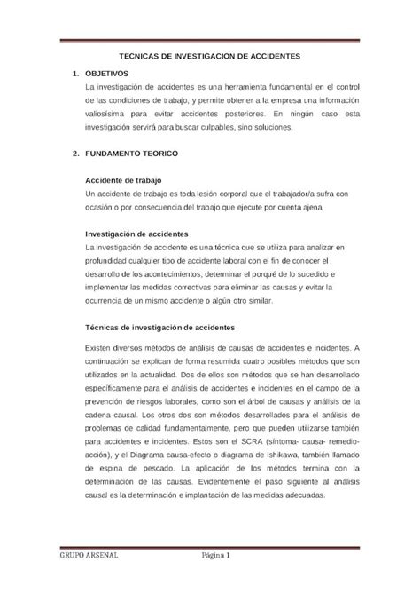 DOCX Tecnicas De Investigacion De Accidentes DOKUMEN TIPS