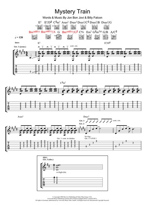 Mystery Train By Bon Jovi Sheet Music For Guitar Tab At Sheet Music Direct