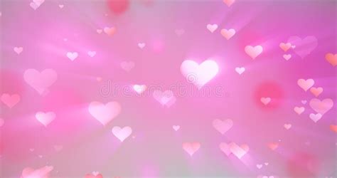 Glowing Tender Flying Love Hearts On A Pink Background Stock