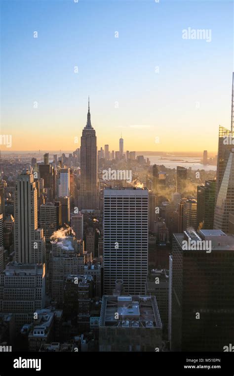 New York City Skyline in Sunset Stock Photo - Alamy