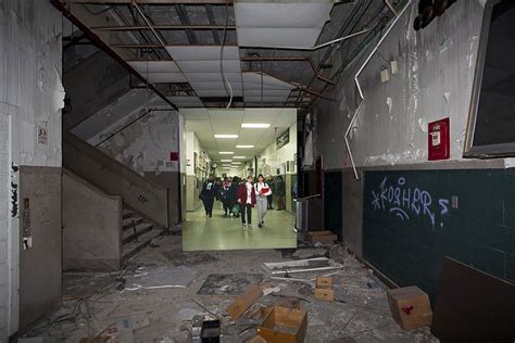 Then-and-Now Photo(s) of Abandoned Detroit School Overlaid [880x587] : r/AbandonedPorn