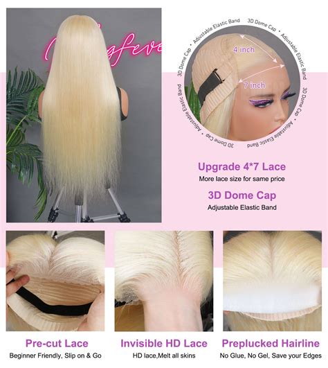 Wigfever Blonde Body Wave 180 Density Pre Plucked And Pre Cut 7 4 Lace Closure Wig Wigfever