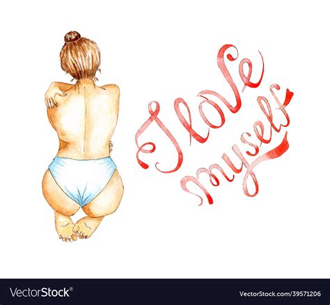 Watercolor Of A Naked Girl Sitting With Her Back Vector Image