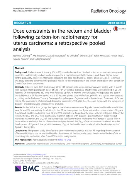 PDF Dose Constraints In The Rectum And Bladder Following Carbon Ion