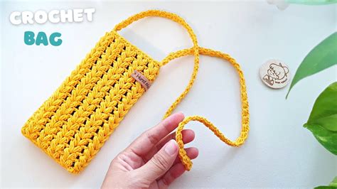 Crochet Phone Sling Bag With Puff Stitch Super Easy Crochet Bag