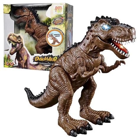 Brinquedo Dinossauro T Rex Anda De Verdade Som E Luz Dm Toys Shopee