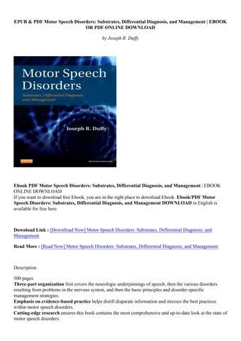 Pdf Motor Speech Disorders Substrates Differential Diagnosis And