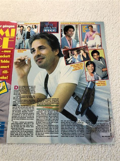 Miami Vice Don Johnson Clipping Poster Swedish Magazine Okej