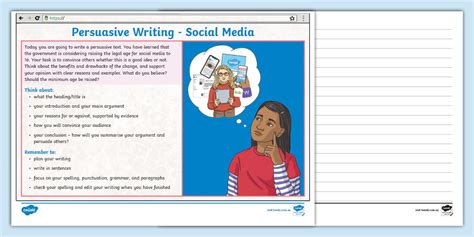 Naplan Style English Example Tests Persuasive Writing Social Media