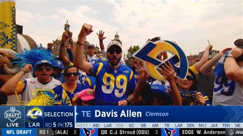 Los Angeles Rams Select Tight End Davis Allen With No 175 Pick In 2023