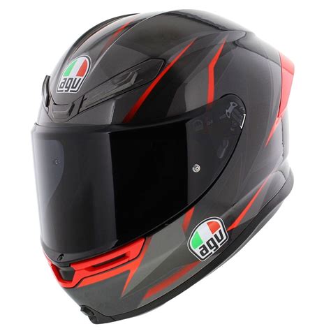 AGV K6 S Slashcut Gloss Black Red Full Face Motorcycle Helmet New