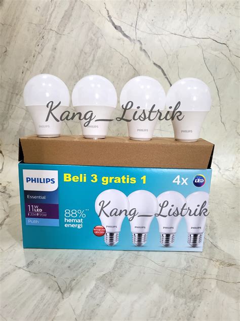 Lampu LED Paket PHILIPS Essential 11W Beli 3 Gratis 1 Lazada Indonesia