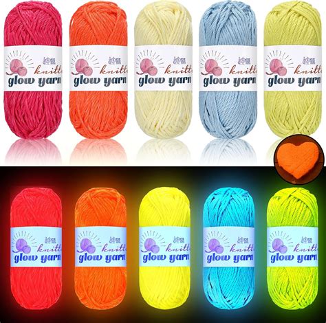 Amazon 5 Rolls Glow In The Dark Yarn Luminous Crochet Yarn For