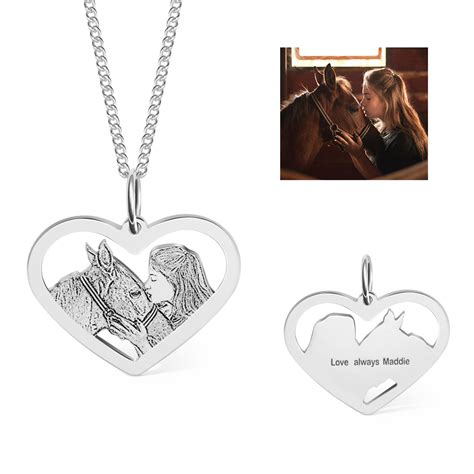 Collier Personnalis De Photo De Cheval De Coeur Collier De Portrait