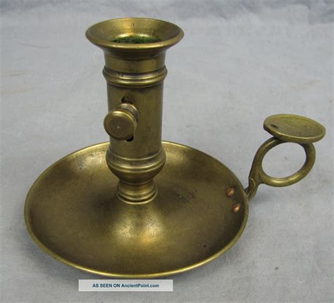 Antique Brass Push Up Adjustable Chamberstick Candle Holder Metalware