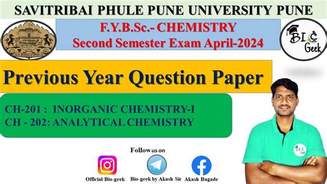 F Y B Sc Chemistry Sem II CH 201 Inorganic Chemistry CH202