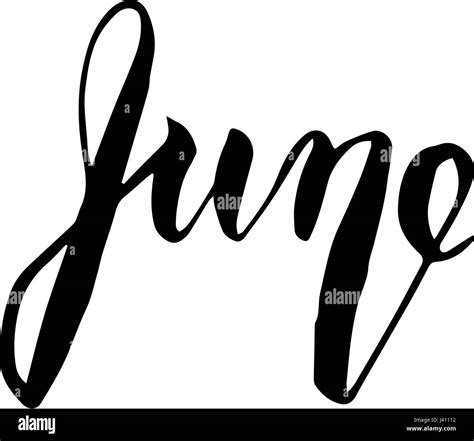 June Lettering Print Summer Minimalistic Illustration Isolated