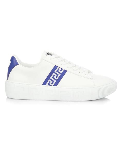 Buy Versace Greca Logo Leather Sneakers White Lapis At Off