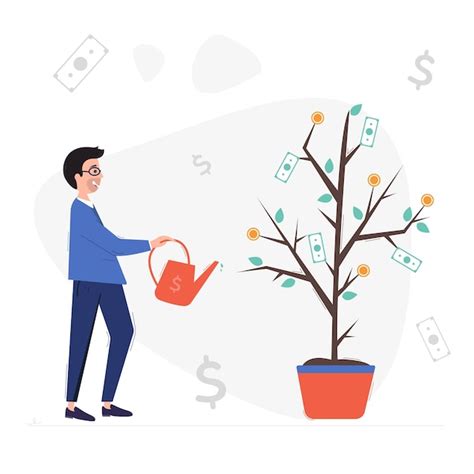 Premium Vector Businessman Watering A Money Tree