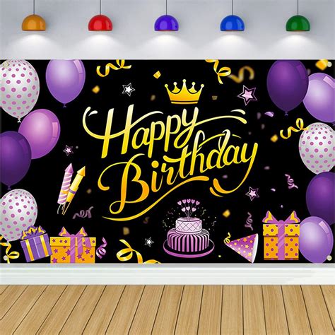 Happy Birthday Backdrop Purple Party Decorations Happy Birthday Decorations For