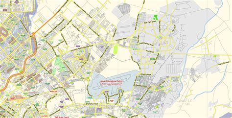 Karachi Map Vector Pakistan EN low detailed City Plan editable Adobe ...