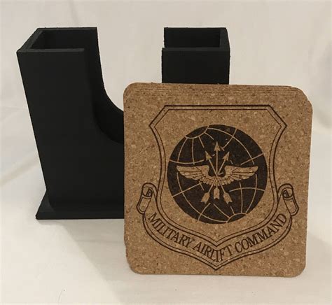 Military Airlift Command Cork Coaster Set Of With Holder Etsy