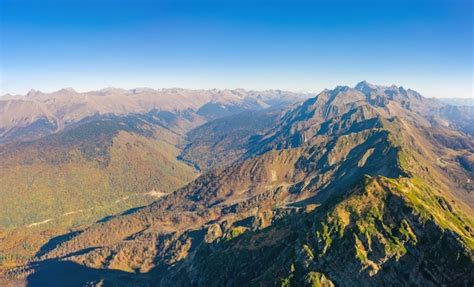 Premium Photo Birds Eye View Of A Mountain Range And Slopes With A