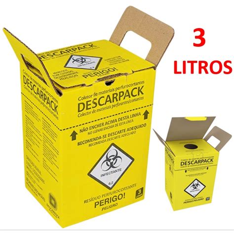 Caixa Coletora 3 Litros P Material Perfurocortante Descarpack Unidade